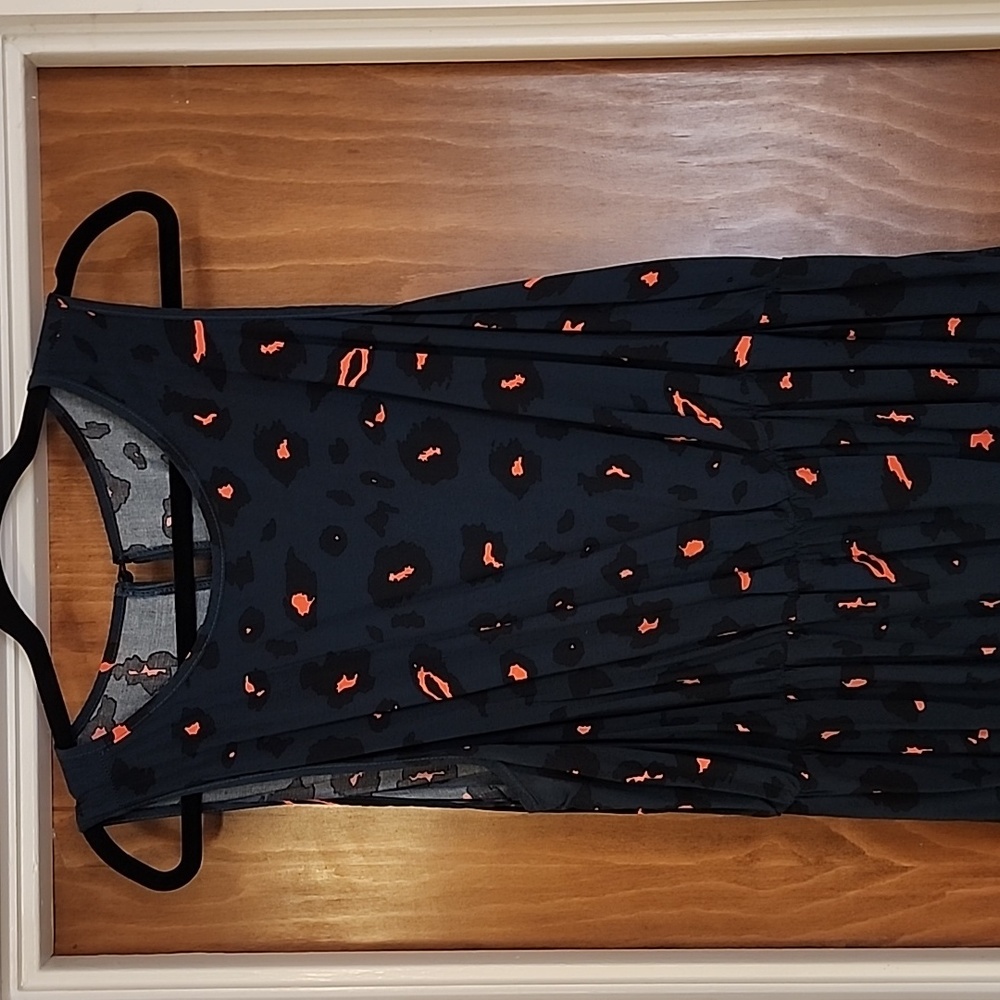 Dark Green and Coral Leapord Maxi Dress